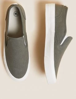 M&S Originals Men's Trainers Canvas Slip-On Pumps -New In Mens Store SD 03 T03 0081 KH X EC 1