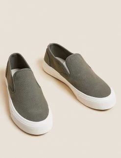 M&S Originals Men's Trainers Canvas Slip-On Pumps -New In Mens Store SD 03 T03 0081 KH X EC 2
