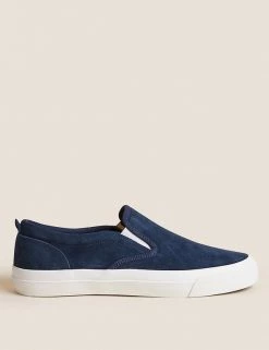 M&S Collection Men's Trainers Suede Slip-On Pumps