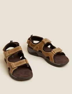 M&S Collection Men's Casual Shoes Leather Riptape Sandals -New In Mens Store SD 03 T03 2098 VS X EC 2
