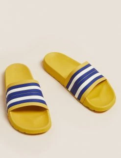 M&S Collection Men's Slippers Stripe Pool Sliders 8 M&S Collection Men's Slippers Stripe Pool Sliders -New In Mens Store SD 03 T03 2136 R4 X EC 2