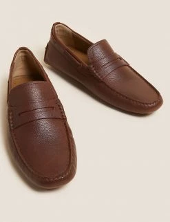 M&S Collection Men's Casual Shoes Leather Slip-On Driver Shoes -New In Mens Store SD 03 T03 2150 VS X EC 2