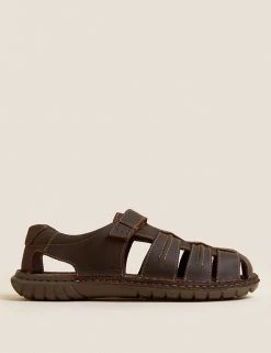 M&S Collection Men's Summer Shoes Leather Riptape Sandals