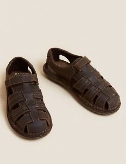 M&S Collection Men's Summer Shoes Leather Riptape Sandals -New In Mens Store SD 03 T03 2172 N0 X EC 2