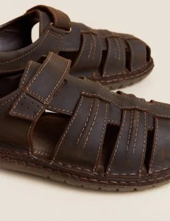 M&S Collection Men's Summer Shoes Leather Riptape Sandals -New In Mens Store SD 03 T03 2172 N0 X EC 90