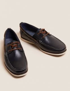 M&S Collection Men's Shoes Leather Boat Shoes -New In Mens Store SD 03 T03 2204 F0 X EC 2