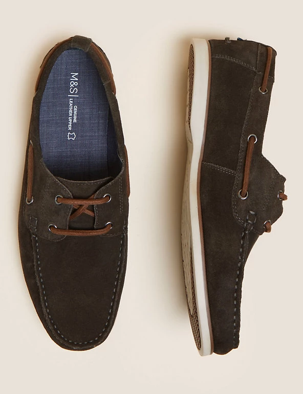 M&S Collection Men's Shoes Suede Lace Up Deck Shoes 3 M&S Collection Men's Shoes Suede Lace Up Deck Shoes - Image 3