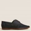 M&S Collection Men's Shoes Leather Woven Lace-Up Loafers