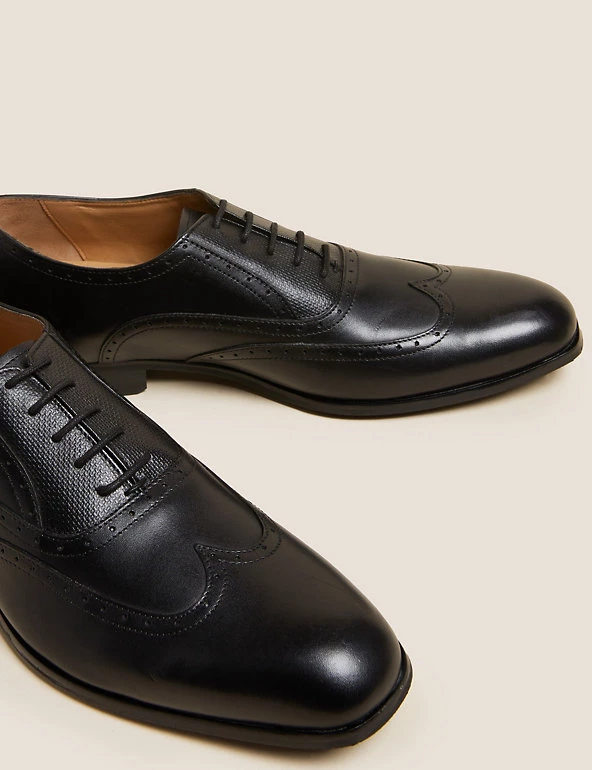 M&S Collection Men's Smart Shoes Leather Brogues 2 M&S Collection Men's Smart Shoes Leather Brogues - Image 2