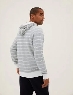 M&S Collection Men's Pyjamas Cotton Rich Striped Loungewear Hoodie -New In Mens Store SD 03 T07 3357 Y8 X EC 3