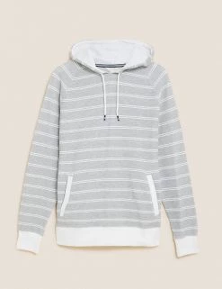 M&S Collection Men's Pyjamas Cotton Rich Striped Loungewear Hoodie -New In Mens Store SD 03 T07 3357 Y8 X EC 90