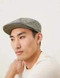 M&S Collection Men's Hats Linen Blend Textured Flat Cap