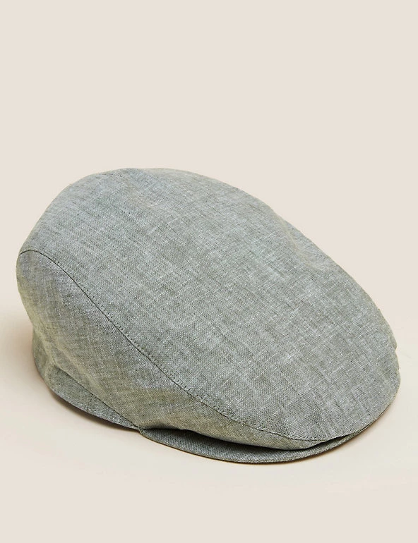 M&S Collection Men's Hats Linen Blend Textured Flat Cap 2 M&S Collection Men's Hats Linen Blend Textured Flat Cap - Image 2