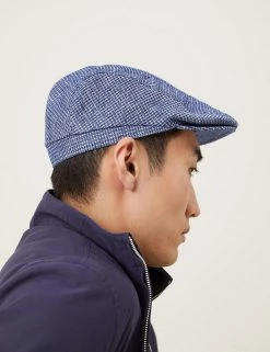 M&S Collection Men's Hats Pure Linen Textured Flat Cap