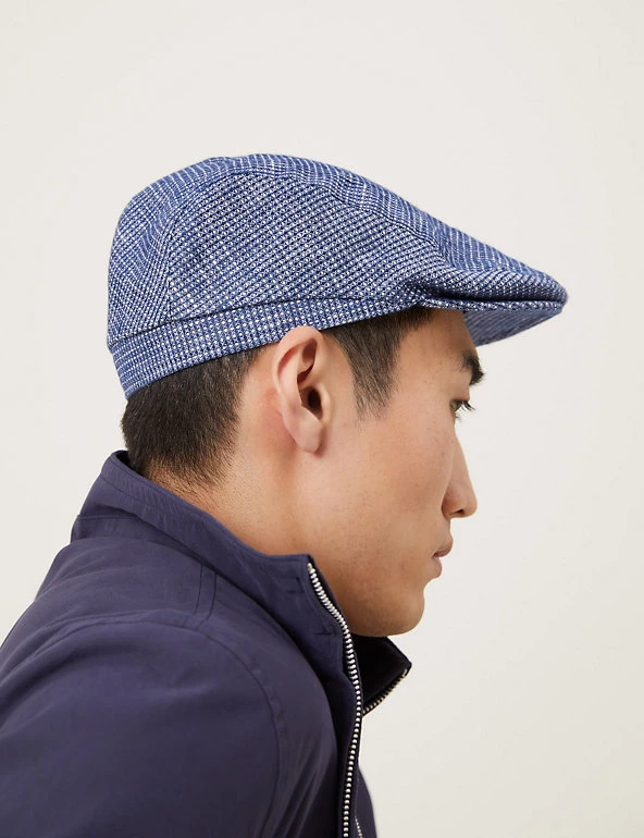 M&S Collection Men's Hats Pure Linen Textured Flat Cap 1 M&S Collection Men's Hats Pure Linen Textured Flat Cap