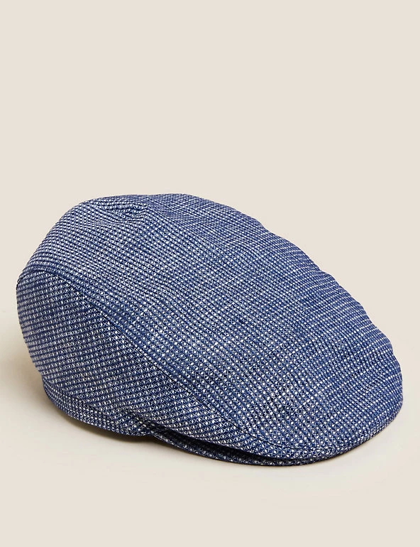 M&S Collection Men's Hats Pure Linen Textured Flat Cap 2 M&S Collection Men's Hats Pure Linen Textured Flat Cap - Image 2