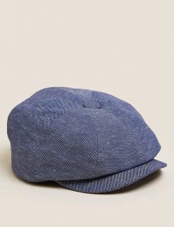 M&S Collection Men's Hats Linen Blend Textured Baker Boy Hat 4 M&S Collection Men's Hats Linen Blend Textured Baker Boy Hat -New In Mens Store SD 03 T09 1209 E4 X EC 90