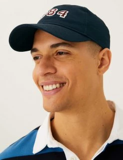 M&S Collection Men's Hats Pure Cotton 1884 Slogan Baseball Cap