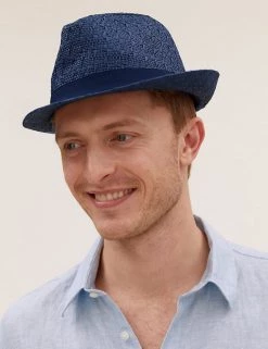 M&S Collection Men's Hats Textured Trilby 9 M&S Collection Men's Hats Textured Trilby -New In Mens Store SD 03 T09 3510 F0 X EC 0