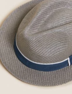 M&S Collection Men's Hats Braided Trilby -New In Mens Store SD 03 T09 3511 T0 X EC 1