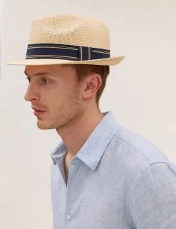 M&S Collection Men's Hats Braided Trilby -New In Mens Store SD 03 T09 3511 V0 X EC 0