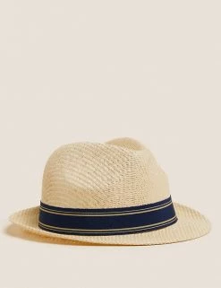 M&S Collection Men's Hats Braided Trilby -New In Mens Store SD 03 T09 3511 V0 X EC 90