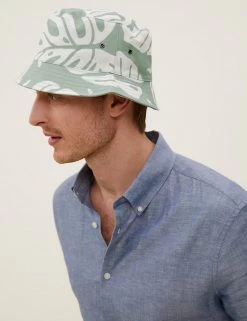 M&S Collection Men's Hats Pure Cotton Reversible Bucket Hat