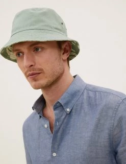 M&S Collection Men's Hats Pure Cotton Reversible Bucket Hat -New In Mens Store SD 03 T09 3813 J4 X EC 3