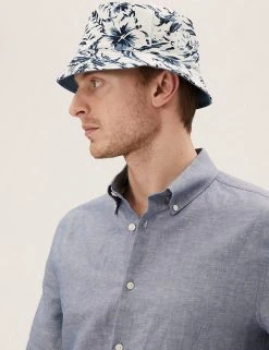 M&S Collection Men's Hats Pure Cotton Reversible Bucket Hat