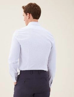 M&S Collection Formal Shirts Slim Fit Cotton Rich Stretch Shirt -New In Mens Store SD 03 T11 0630S Z4 X EC 1