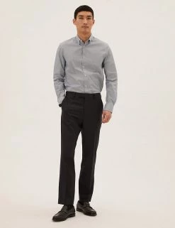 M&S Collection Formal Shirts Slim Fit Cotton Rich Stretch Striped Shirt