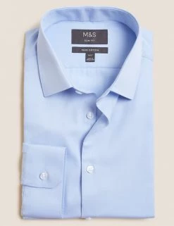 M&S Collection Formal Shirts Slim Fit Easy Iron Pure Cotton Shirt -New In Mens Store SD 03 T11 1440S E0 X EC 90