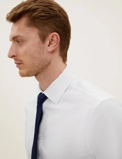 M&S Collection Formal Shirts Slim Fit Easy Iron Pure Cotton Shirt -New In Mens Store SD 03 T11 1440S Z0 X EC 1