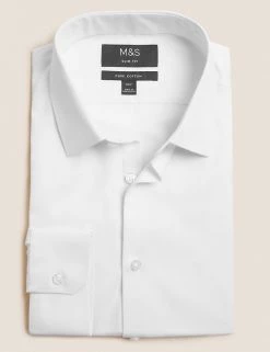 M&S Collection Formal Shirts Slim Fit Easy Iron Pure Cotton Shirt -New In Mens Store SD 03 T11 1440S Z0 X EC 90