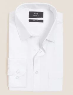 M&S Collection Formal Shirts Regular Fit Easy Iron Pure Cotton Shirt -New In Mens Store SD 03 T11 1468U Z0 X EC 90