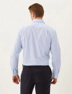 M&S Collection Formal Shirts 2 Pack Pure Cotton Check Long Sleeve Shirts -New In Mens Store SD 03 T11 2180 Z4 X EC 1