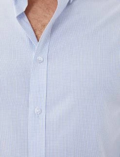 M&S Collection Formal Shirts 2 Pack Pure Cotton Check Long Sleeve Shirts -New In Mens Store SD 03 T11 2180 Z4 X EC 3