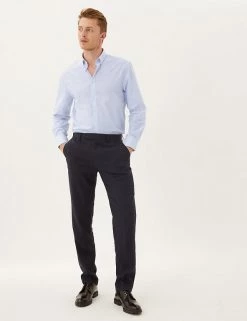 M&S Collection Formal Shirts 2 Pack Pure Cotton Check Long Sleeve Shirts -New In Mens Store SD 03 T11 2180 Z4 X EC 90