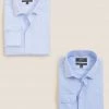 M&S Collection Formal Shirts 2 Pack Pure Cotton Long Sleeve Shirts