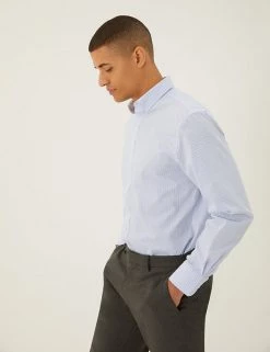 M&S Collection Formal Shirts 2pk Regular Fit Pure Cotton Striped Shirts -New In Mens Store SD 03 T11 2183 E5 X EC 2