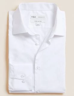 M&S Collection Formal Shirts Regular Fit Easy Iron Pure Cotton Shirt -New In Mens Store SD 03 T11 2191M Z0 X EC 90