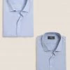 M&S Collection Formal Shirts 2pk Regular Fit Cotton Rich Shirts