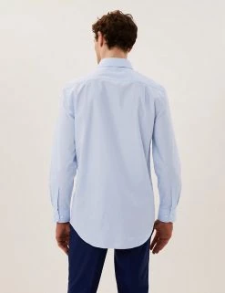 M&S Collection Formal Shirts 3pk Regular Cotton Blend Long Sleeve Shirts -New In Mens Store SD 03 T11 2381 E4 X EC 4