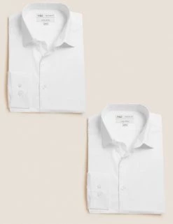 M&S Collection Formal Shirts 2pk Regular Fit Pure Cotton Shirts