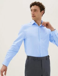 M&S SARTORIAL Formal Shirts Tailored Fit Pure Cotton Puppytooth Shirt -New In Mens Store SD 03 T11 4047T O4 X EC 1