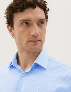 M&S SARTORIAL Formal Shirts Tailored Fit Pure Cotton Puppytooth Shirt -New In Mens Store SD 03 T11 4047T O4 X EC 2