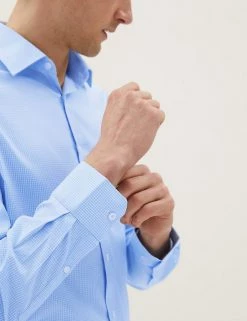 M&S SARTORIAL Formal Shirts Tailored Fit Pure Cotton Puppytooth Shirt -New In Mens Store SD 03 T11 4047T O4 X EC 3