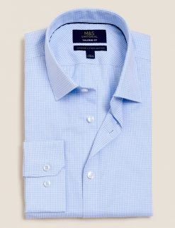 M&S SARTORIAL Formal Shirts Tailored Fit Pure Cotton Puppytooth Shirt -New In Mens Store SD 03 T11 4047T O4 X EC 90