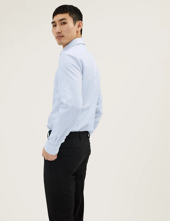 M&S SARTORIAL Formal Shirts Slim Fit Pure Cotton Twill Striped Shirt 3 M&S SARTORIAL Formal Shirts Slim Fit Pure Cotton Twill Striped Shirt - Image 3