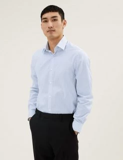 M&S SARTORIAL Formal Shirts Slim Fit Pure Cotton Twill Striped Shirt 13 M&S SARTORIAL Formal Shirts Slim Fit Pure Cotton Twill Striped Shirt -New In Mens Store SD 03 T11 4068S Z4 X EC 2